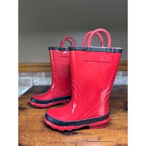Red Steel Shank Kids Rain Boots Size 12 With Handles Rubber